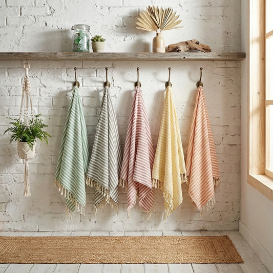 Vintage Stripes – Fringed Beach Towel | Wearable Soft Throw | Coastal Chic