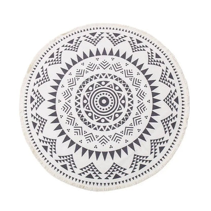 Bohemian Round Printed Indoor Rug | Soft Washable Floor Mat | Pet Friendly