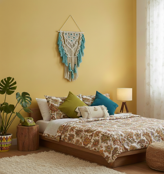 Blue Bohemian Macramé – Woven Wall Tapestry | Handcrafted Wall Hanging | Natural Home Décor