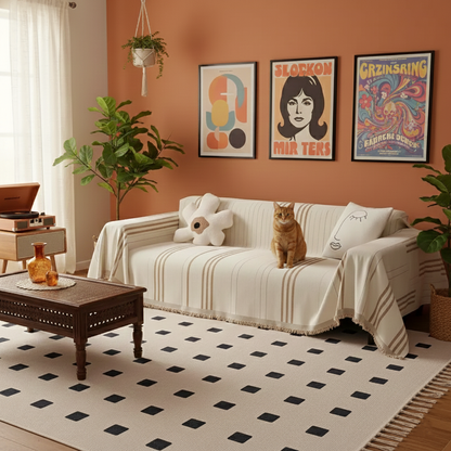 Softly Striped – Quality Chenille Throw | Sofa Cover | Blanket