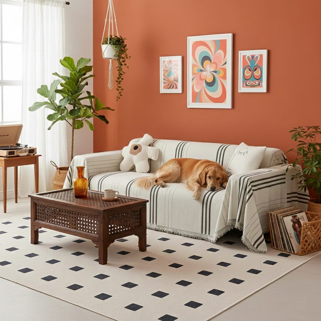 Softly Striped – Quality Chenille Throw | Sofa Cover | Blanket