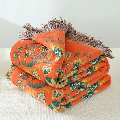 Bohemian Flowers – Reversible Woven Throw | Sofa Cover | Blanket