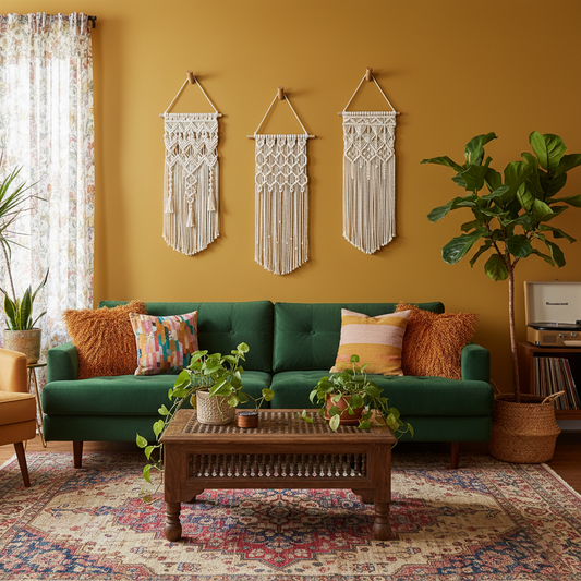 Trio of Bohemian Macrame Wall Tapestry