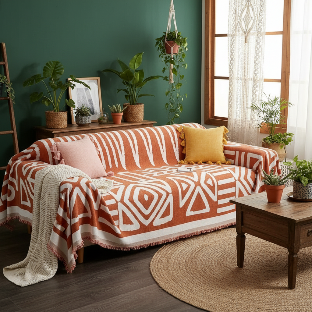 Bohemian Vibes – Premium Woven Sofa Cover | Throw | Blanket