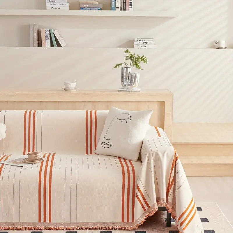 Softly Striped – Quality Chenille Throw | Sofa Cover | Blanket