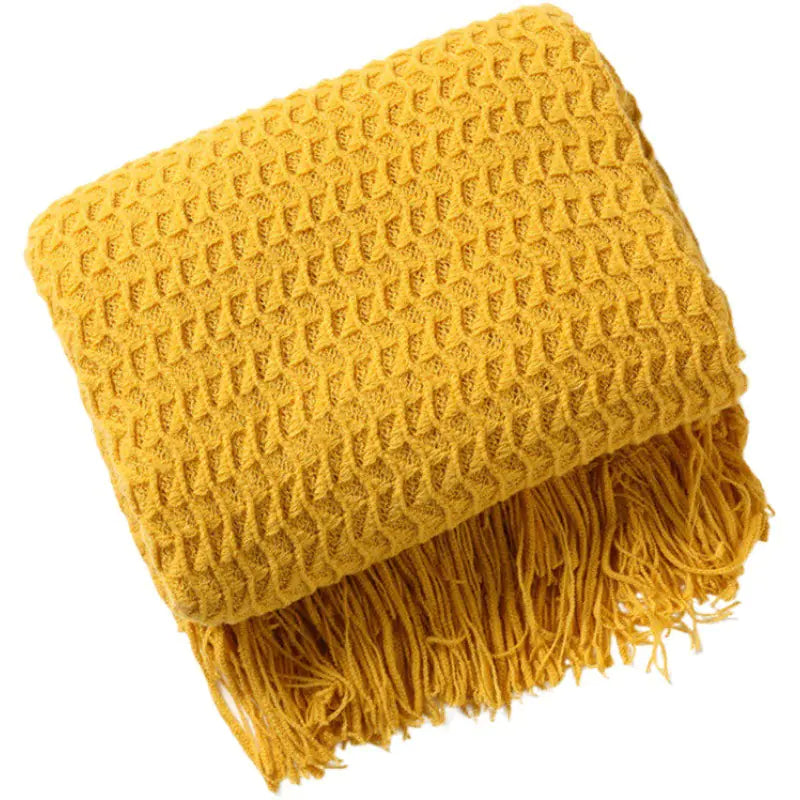 Boho Nordic Knitted Blanket | Soft Woven Sofa Throw | Modern Minimalist Home Décor