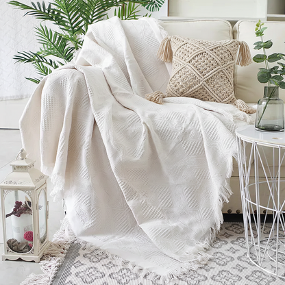 Minimalist Bohemian Woven Throw | Sofa Cover | Blanket