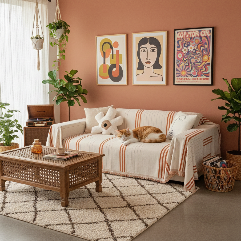 Softly Striped – Quality Chenille Throw | Sofa Cover | Blanket