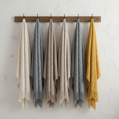 Boho Nordic Knitted Blanket | Soft Woven Sofa Throw | Modern Minimalist Home Décor